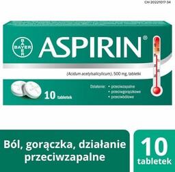 ASPIRIN 500 mg lek przeciwbólowy, 10 tabletek