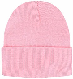Jednokolorowa Czapka Zimowa Typu Beanie Zimowa - Jasnoróżowa