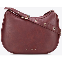 Półokrągła listonoszka z imitacji skóry bordowa