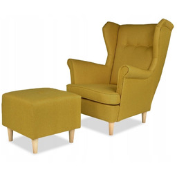 Uszak z pufą fotel skandynawski oliwkowy PRODUCENT