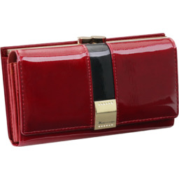 Duży portfel damski skórzany czerwony portmonetka Lilly