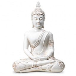 Figura Budda w Medytacji biały z Tajlandii 760g