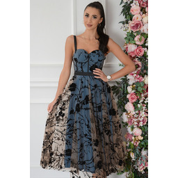 Sukienka midi gorset w czarne wzory morska Giana