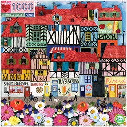 eeBoo 1000 sztuk Whimsical Village Heart Tekturowe puzzle