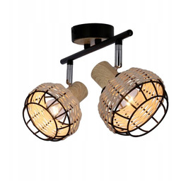 Tajga lampa sufitowa listwa czarny+drewniany 2x40w e14 klosz
