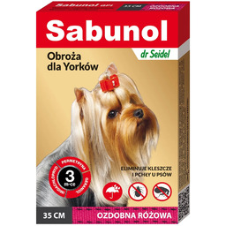 Sabunol Ozdobna obroża dla yorka różowa 35cm