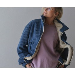 Pakamera Sztruksowa Kurtka Teddy Dusty Blue