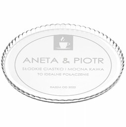 Patera szklana bez nóżki grawer dla pary ślub