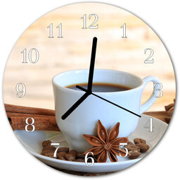 Zegar szklany okrągły Kawa