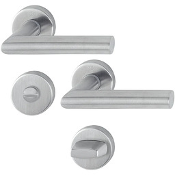 Amsterdam - Klamki ze stali nierdzewnej okrągłym szyldem