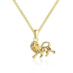 Naszyjnik męski srebrny pozłacany znak zodiaku Lew