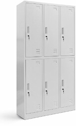 Szafka socjalna ubraniowa BHP szara: 6-drzwiowa IGOR, 900