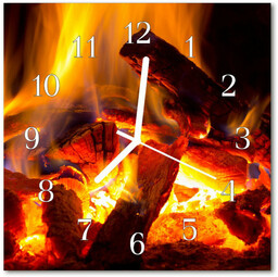 Zegar szklany kwadratowy ogień