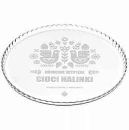 Patera szklana bez nóżki grawer domowe wypieki