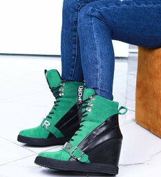 Sneakersy na koturnie zielone