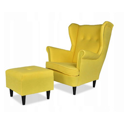 Uszak z pufą fotel skandynawski cytrynowy PRODUCEN