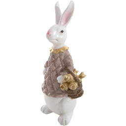 Figurka wielkanocna biały zajączek z koszykiem CW19-1
