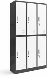 Szafka socjalna ubraniowa BHP antracytowo-biała 6-drzwiowa: IGOR, 900