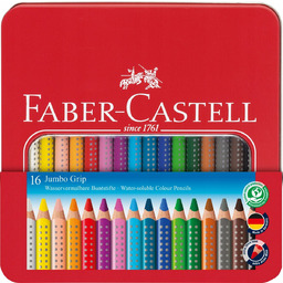 Kredki Faber-Castell Jumbo Grip 16 trójkątne, OPAKOWANIE METALOWE