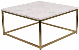 Stolik kawowy Prado white/gold, do salonu, glamour