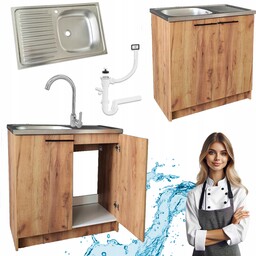 Szafka Kuchenna Pod Zlewozmywak 80 Dąb Złoty Bateria