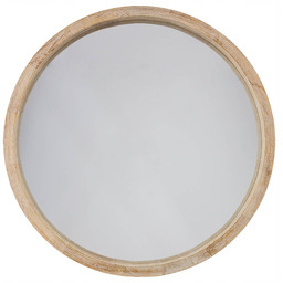 Lustro Okrągłe Drewniane Boho Beżowe ŚR.52 cm