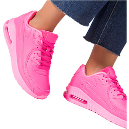Fuksjowe sneakersy damskie buty sportowe na ozdobnym koturnie