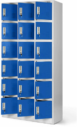 Szafka pracownicza skrytkowa szaro-niebieska: KAROL, 900 x 1850