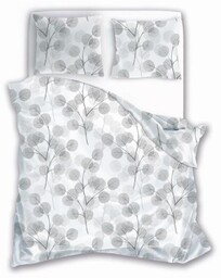 Pościel bawełniana 220x200 Fashion 23 biała szara gałązki