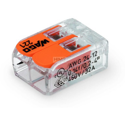 Szybkozłączka uniwersalna 2x0,2-4mm2 z dźwigniami zwalniającymi WAGO 221-412