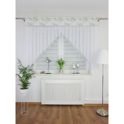 Firanki Z Koralikami Zielone Kwiaty Firana Na Taśmie