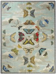 John Derian Koc lniany Mirrored Butterflies Sky