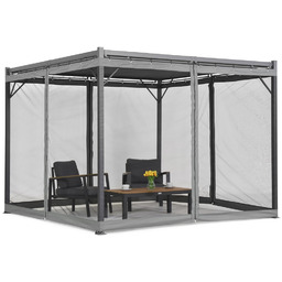 Antracytowa pergola tarasowa Malaga 3x4m z moskitierą Garden
