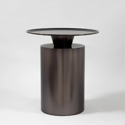 Stolik kawowy metalowy brązowy okrągły 45cm TAB-7717A-S-BRO