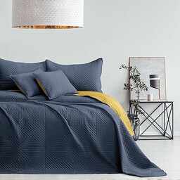 RESTILO Narzuta na łóżko antracyt żółty 260x280 pikowana