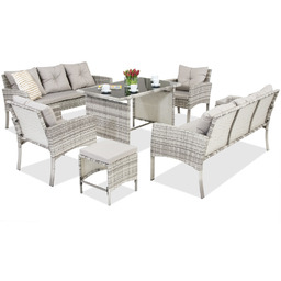 Meble ogrodowe z technorattanu z pufami Bari Apetito