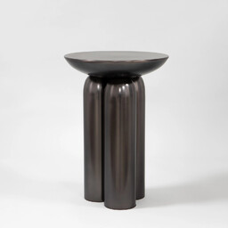 Stolik kawowy metalowy brązowy okrągły 50cm TAB-3148-S-BRO