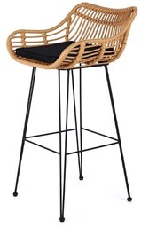 Hoker z oparciem rattanowy naturalny / czarny H105