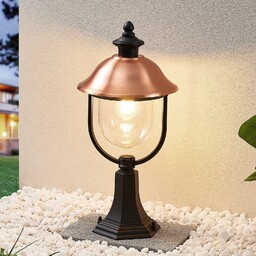 Zewnętrzna Lampa Lindby, Clint, ściemnialny, miedziany, taras, aluminium,