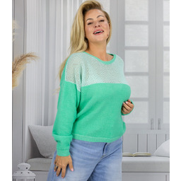 Sweter a''la alpaka ażurowe wstawki MEGA MODNY