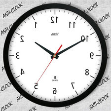 Zegar chodzący wstecz solid lustrzany/ srebrny