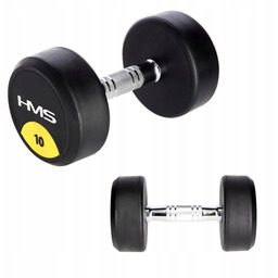 Stalowa hantla 1x 10kg gumowana chromowana okrągła Hms