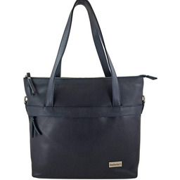 Torebka skórzana shopper na ramię - Granatowa