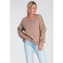Damski luźny sweter oversize z dekoltem V (serek)