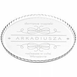 Patera szklana bez nóżki grawer domowe wypieki