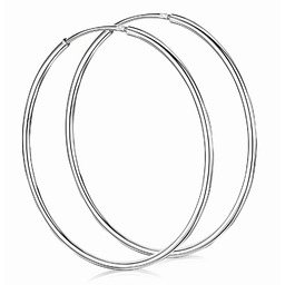 Eleganckie klasyczne srebrne gładkie kolczyki duże koła kółka