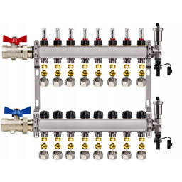 Rozdzielacz Do Podłogówki 8 Obwody Nierdzewny Zawor Prosty