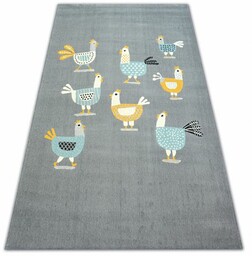 Dywan PASTEL 18413/072 - Kury Kurki Koguty szary