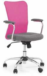 Fotel młodzieżowy obrotowy andy popielaty / różowy halmar