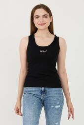 KARL LAGERFELD Czarny damski top Logo Rib Tank